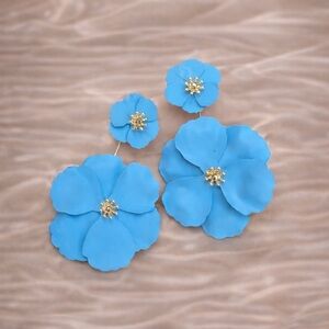 Blue Blossom Flower Earrings